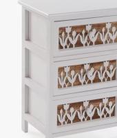 Versa - Cajonera de 3 cajones en madera tallada , marrón y blanco , de 40x29x58 cm - details 0