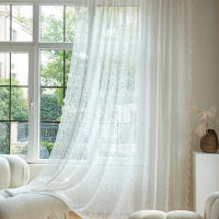 Cortinas De Encaje Vintage Francés Blanco Con Cuentas Y Gasa Para Sala De Estar Y Dormitorio Divisoria De Ventana Curva Estilo Coreano - details 0