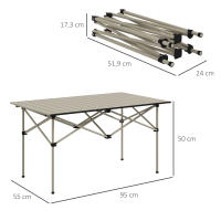 Outsunny Mesa Plegable Camping de Aluminio 95x55x50 cm con Tapa Enrollable y Bolsa de Transporte Mesa de Picnic Portátil Ligera para Acampar Senderismo Playa Caqui - details 2