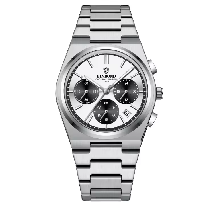Reloj De Cuarzo Para Hombre BINBOND 203 Moda Tres Ojos Seis Agujas Impermeable Luminoso Calendaría Acero Inoxidable Resistente Al Choque - 1