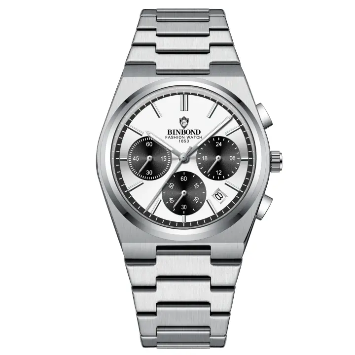 Reloj De Cuarzo Para Hombre BINBOND 203 Moda Tres Ojos Seis Agujas Impermeable Luminoso Calendaría Acero Inoxidable Resistente Al Choque - 1