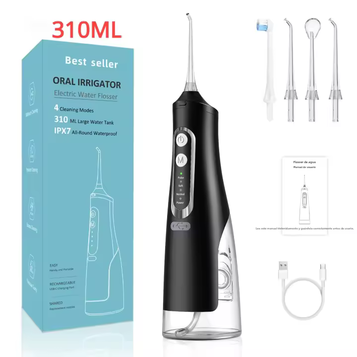 Irrigador Oral USB Recargable Jet De Agua Dental 310ML Tanque De Agua IPX7 Impermeable Limpieza De Dientes Viajera Portátil Para Adultos - 1