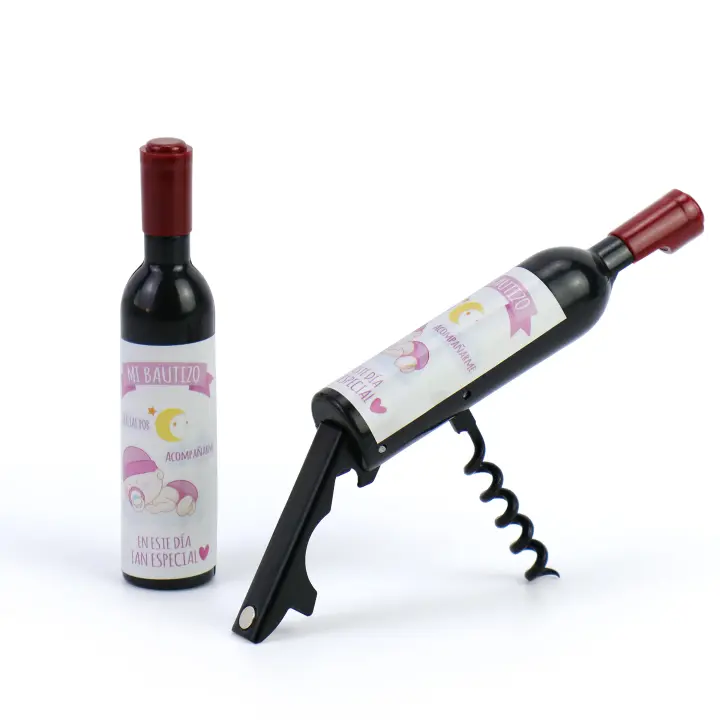 Pack de 12 a 42 unidades de sacacorchos y abridor de botella con etiqueta de bautizo, No personalizable ni editable, Abrebotellas para bautizo, Regalo invitados de bautizo, Regalo invitados bautizo,  Regalantes.com - 1