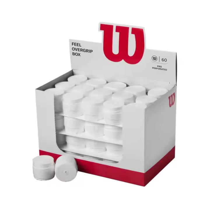 WILSON - Tambor 60 Overgrip PERFORADO PRO Blanco Clásico - Pack Ahorro - Máximo Agarre - Diseño Original - Banda Adhesiva en su Interior - Wilson Perforated Grip - 1