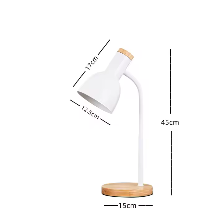 Lámpara de escritorio Creativa de estilo simple, Luz Lectura de dormitorio con base de Foco E27, 35W Maximo, 4 Colores, SO - 1