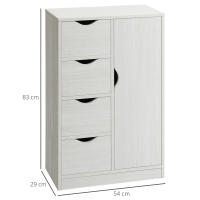 HOMCOM Armario de Salón Aparador Auxiliar con 4 Cajones 1 Puerta y Estante Interior Mueble de Almacenaje Multiusos para Baño Dormitorio Comedor 54x29x83 cm con Grano de Madera - details 2