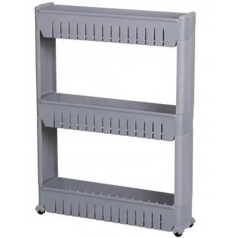 Carro de 3 Estantes Estrecho, Estantería con Ruedas, Carro para el Baño, Cocina, 71 x 12 x 54 cm, Blanco, Negro, Gris - 1