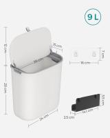 Cubo de Basura Colgante de 9L para Cocina - Montaje en Pared o Puerta de Armario, con Tapa para Residuos, Ideal para Debajo del Fregadero, Blanco o Gris - details 5