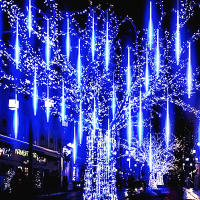 Luz De Show De Meteoritos 30/50cm Para Exterior Con Enchufe EU 8 Tubos De Lluvia Caída Decoración De Árbol De Navidad Patio Porche Calle Para Halloween - details 7