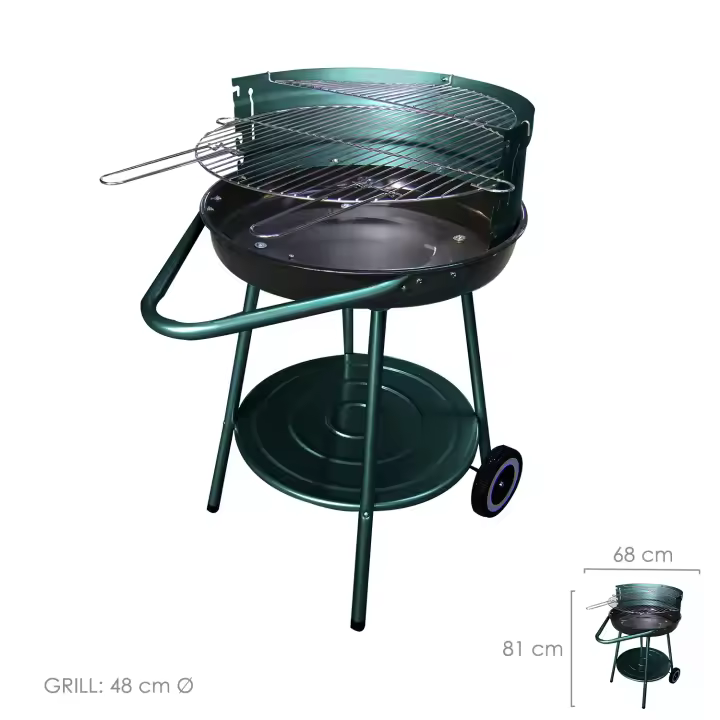 SANCO STORE - SATURNIA Barbacoa Carbon y Leña Apache, Redonda Con Batea. Barbacoa Jardin, Playa, Patio. 68x50.8x81 cm. - 1