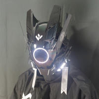 Máscara De Cosplay Cyberpunk Con LED Y Pelucas Dreads Espada Ninja Samurai Regalo De Navidad Y Cumpleaños Para Adultos Unisex - details 4