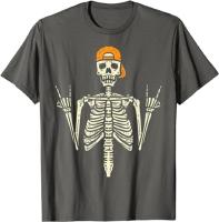 Camiseta Punk Rock Para Hombres Y Niños Estilo Rockero Con Diseño De Esqueleto Y Rocker Para Halloween Cuello Redondo Manga Corta Material De Algodón - details 2