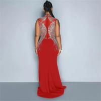 Vestido De Noche Largo Para Mujer Con Pedrería Y Abertura Alta Vestido De Seda Y Spandex Elegante Y Sexy Para Bodas Y Fiestas - details 27