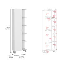 TUHOME Mueble Alto de Baño Urano, con 5 estantes , Blanco Madera manufacturada Baño-Almacenamiento - details 0