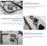 Encimera de gas SAUBER SEGN02 4 zonas coccion ancho 60 cm - details 1