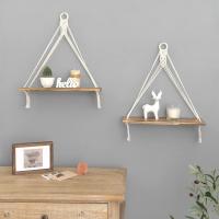 Estantes colgantes Boho decoración de la decoración Juego de 2estantes de almacenamiento flotantes de Madera - details 2