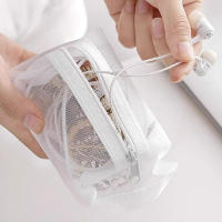 Bolsa De Maquillaje Transparente De Malla Para Viajes Y Oficinas Bolso De Almacenamiento De Toallitas Bolsa De Cosméticos Con Cierre De Cremallera - details 3
