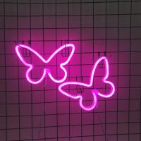 2pcs Luz De Mariposa Neón Con Logo USB/Batería Para Decoración De Pared Del Dormitorio Regalo De Cumpleaños Bodas Y Negocios Moderno Estilo LED No Dimmable Material ABS - details 0