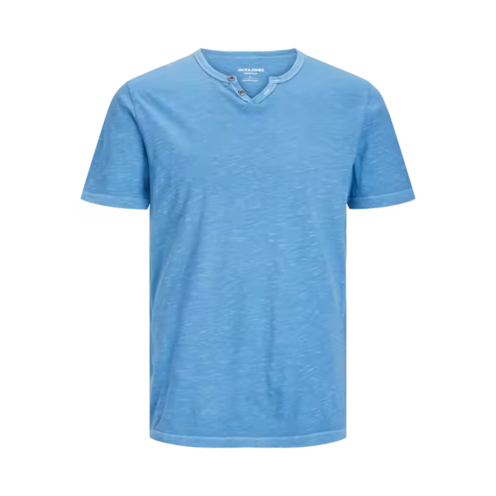 Camiseta con botones hombre Jack & Jones 12164972 manga corta azul - 1