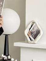 Espejo De Maquillaje Vintage Irregular En Estilo Francés Para El Dormitorio Adorno Decorativo Para Escritorio Material De Vidrio Platinado Plateado - details 11
