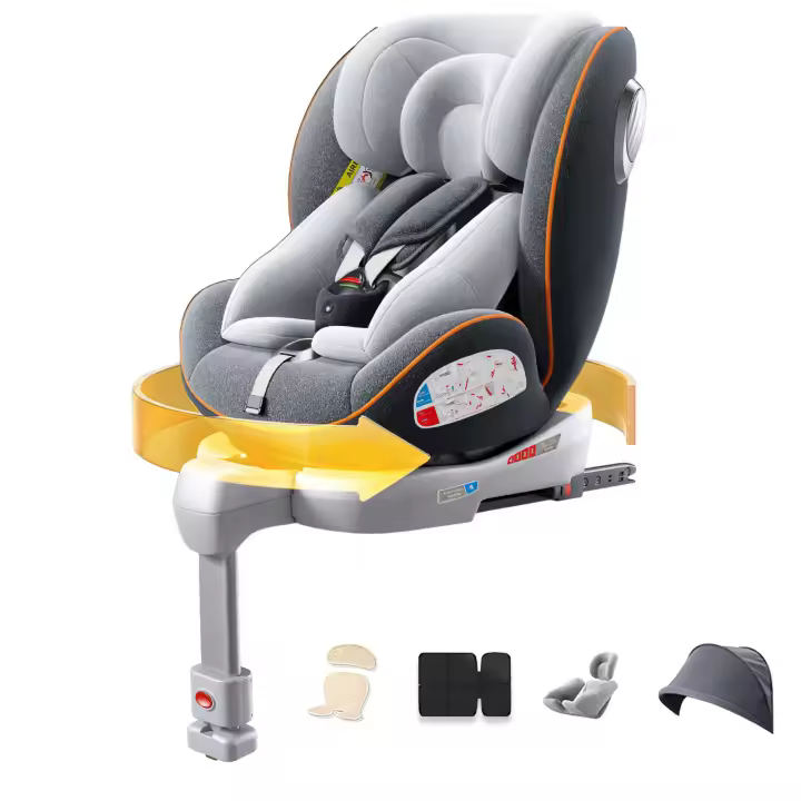 Silla de Coche para Bebé - Arnés de Seguridad 5 Puntos - Regulable en Altura - Niños 0-36KG - Asiento de seguridad para niños con rotación de 360 ​​grados y patas de apoyo - 1