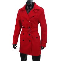 Abrigo De Mujer En Lino Y Lana Doblemente Abrillantado Con Cinturón Y Etiqueta En Hombro Casual Streetwear De Otoño Invierno - details 10
