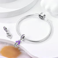 Encanto De Mariposa Morada Y Oso Serie Lindo Bolas De Plata De Ley 925 Para Pulsera Original De 3mm Joyería Para Mujer Regalo - details 18