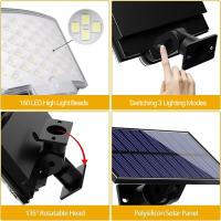 Lámpara De Pared Solar Con Control Remoto Y Sensor De Movimiento 160 LEDs Impermeable Para Iluminación Del Jardín Garage Y Atrás Del Patio - details 8