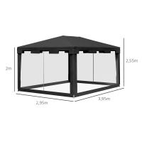 Gazebo Party Carpa 4x3 m Gazebo de Jardín with Paredes laterales de rejilla para Balcón Terraza, metal PE gris Oscuro para fiestas y eventos - details 6