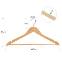 Aicasa Perchas de Madera para Trajes, Color Blanco y Madera , Hombros con Muescas, Antideslizantes para Chaquetas, Camisas, Pantalones, abrigos，Gancho Giratorio de 360°, Pack 6/12/24/48 Unidades - details 0