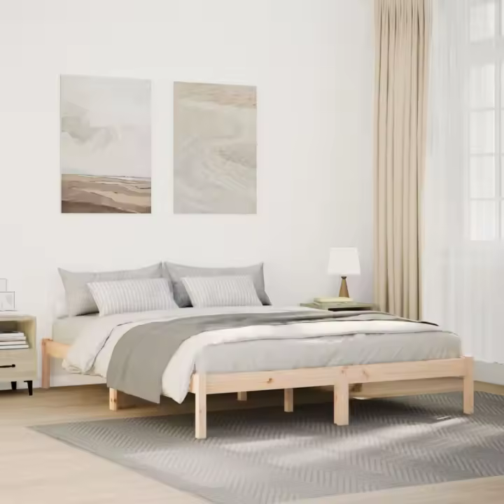 vidaXL Cama extralarga sin colchón madera maciza de pino 160x210 cm - 1