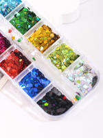 12 Grillas De Diseño Estelar De Cuatro Puntos Glitter Holográfico Para Uñas Adornos De Tela De Lentejuelas DIY Para Arte De Uñas - details 18