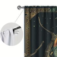 2pcs Cortina Con Estampado De Luna Y Serpiente Para Decoración Del Hogar Tratamiento De Ventana Para Dormitorio Oficina Cocina Sala De Estar Y Estudio 100% Poliéster - details 7