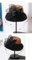 Sombrero Trilby Floral Para Mujer Estilo Británico Hepburn Moda Francesa Invierno Caliente Casual Fiesta Capa De Lana - details 2