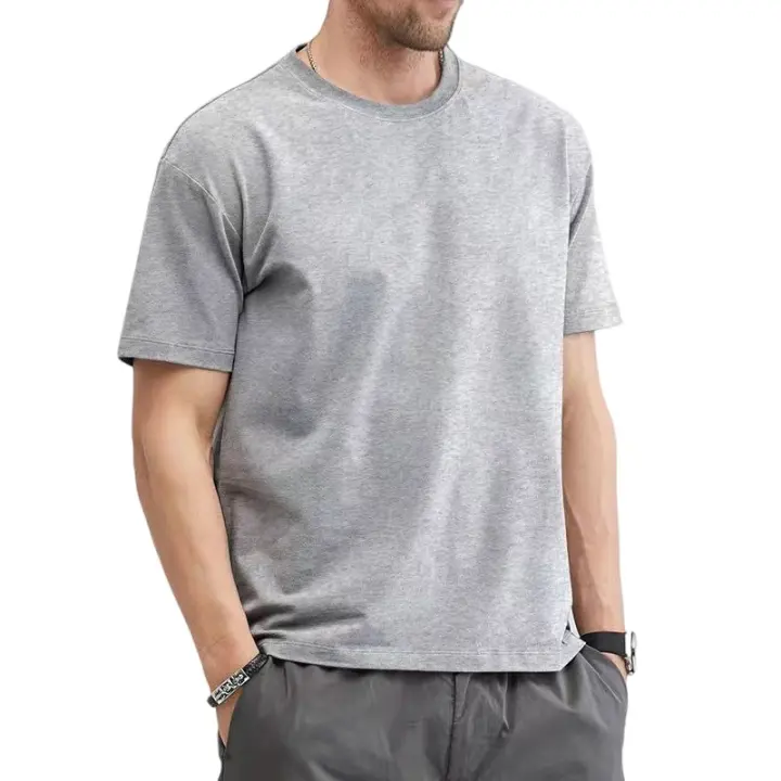 Camiseta De Verano Para Hombres Tallas Grandes De Algodón Sólidos Blancas Estilo Casual Cuello Redondo Prenda Transpirable Y De Secado Rápido - 1