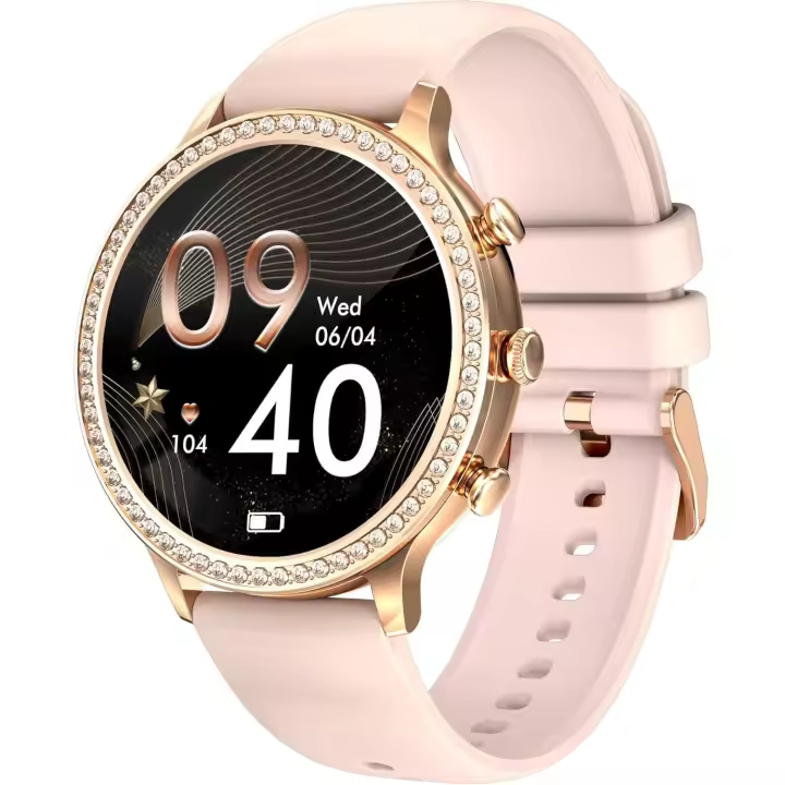 Reloj Inteligente Mujer,2025  1.32" Diamond Smartwatch Redondo con Llamadas Bluetooth 150+ Modos Pulsómetro Monitor de Sueño Podómetro Calorías, Fitness Tracker para Android iOS - 1