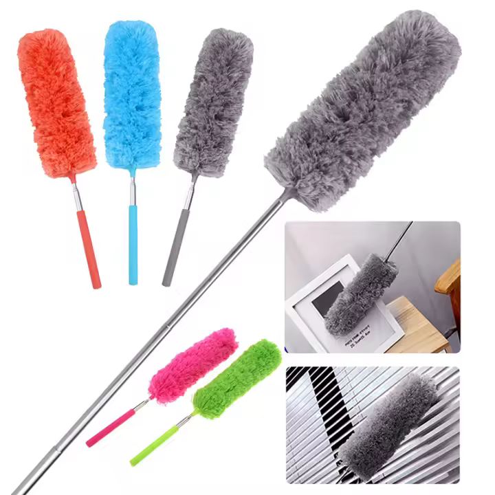 Cepillo De Aseo Retráctil Y Flexible De Acero Inoxidable Con Mango Largo Microfibra Para Limpieza Del Hogar - 1