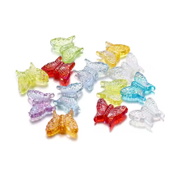50pcs Encantos De Mariposa Acrílico AB Color Charms Bolas Espaciadoras Para Pulseras Y Collares DIY Accesorios De Joyería - 1