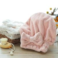 Toalla De Secado Rápido Para Pelo Con Lazo Cubrecabezas Grueso Para Mujer Accesorios De Baño Material De Terciopelo Forma Redonda - details 7