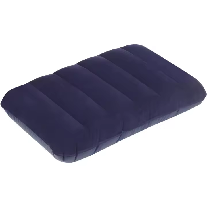 Almohada Inflable Azul Marino SANDALFON - Cojín Flocado para Viaje y Camping - Compacta y Ergonómica - 1