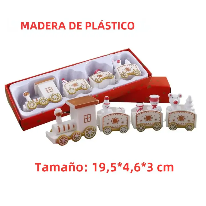 Adorno De Navidad De Tren De Madera/Plástico Decoración De Feliz Navidad Para El Hogar Regalos De Xmas 2023 Día De Año Nuevo 2024 - 1