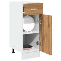 vidaXL Armario inferior cajón cocina “Lyon” madera de ingeniería en color Blanco/Roble artisan/Gris sonoma y más | almacenamiento funcional diseño moderno para baño dormitorio sala - details 1