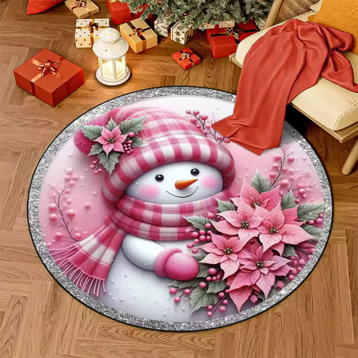 Alfombra Redonda Antideslizante Navidad Niño Juguetes Navideños Dibujos Animados Santa Claus Conejo De Nieve Carpeta De Juego Para Bebés - 1