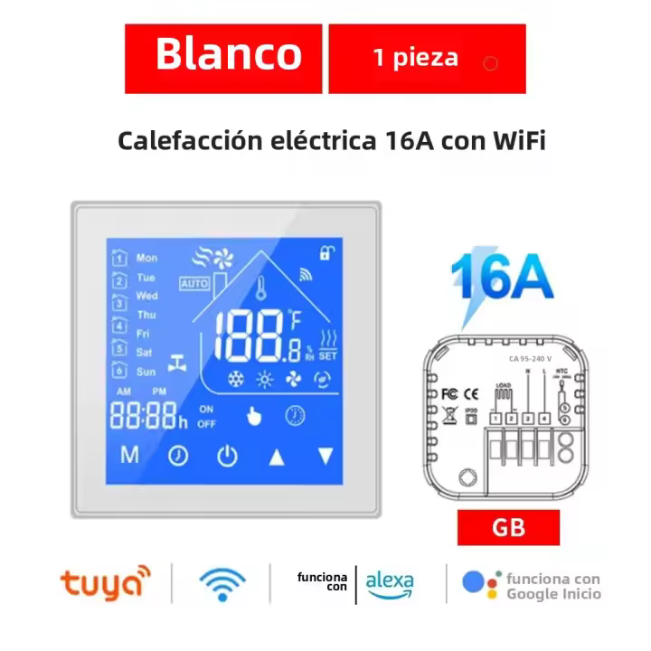 Termostato Wifi Slimme Con Pantalla Táctil LCD Para Calentamiento Por Electricidad Agua Y Gas Control Remoto Tuya - 1