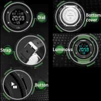 Reloj Digital Para Hombre LED Deportivo Reloj Militar Con Alarma Y Luz Luminosa Resistente Al Choque Y Al Agua Multifuncional Material De Correa De Silicona - details 7