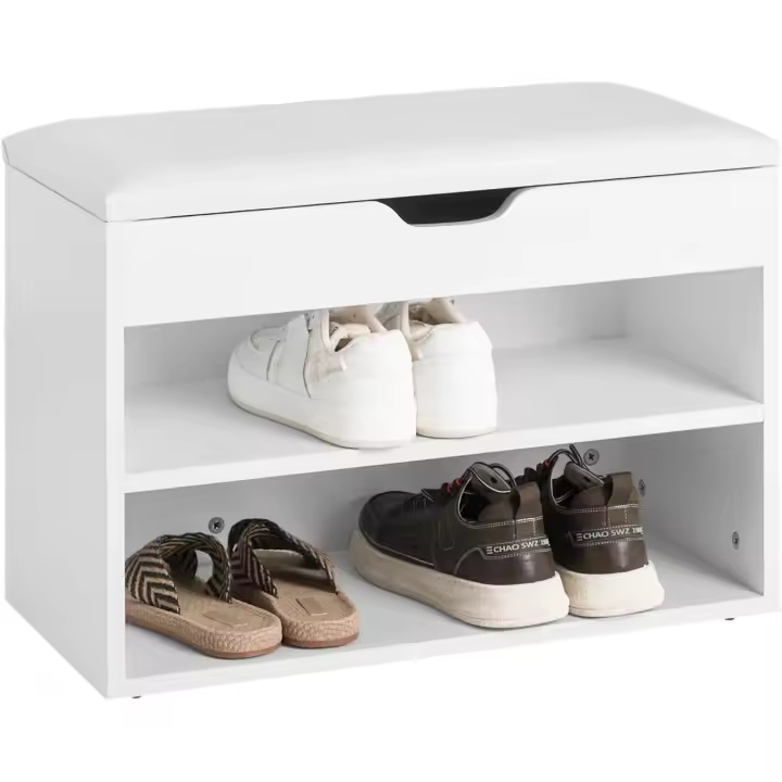 Armario Zapatero Taburete Puff Caja Banco Estantería para Zapatos Chifonier Blanco - 1