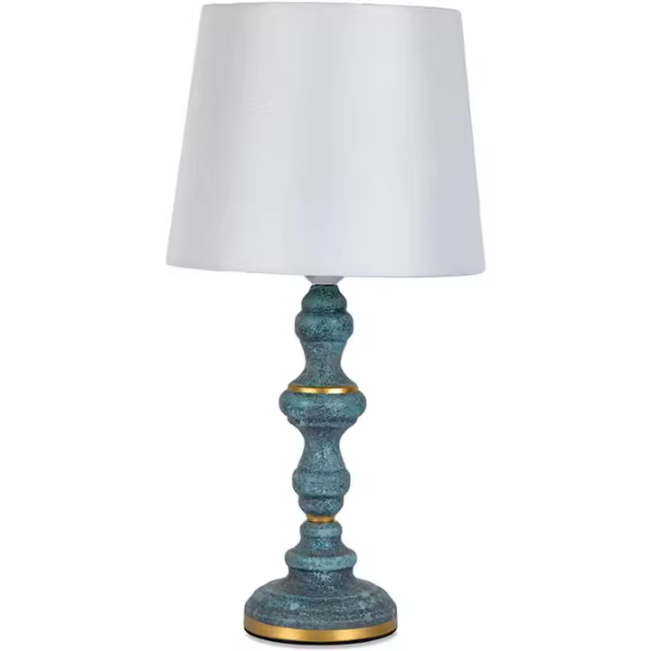 Lámpara de Mesa 25*47 Metal Azul Dorada Bolas Tulipa Beige - Ceramica/pol - Medidas 25*47*25 - 1