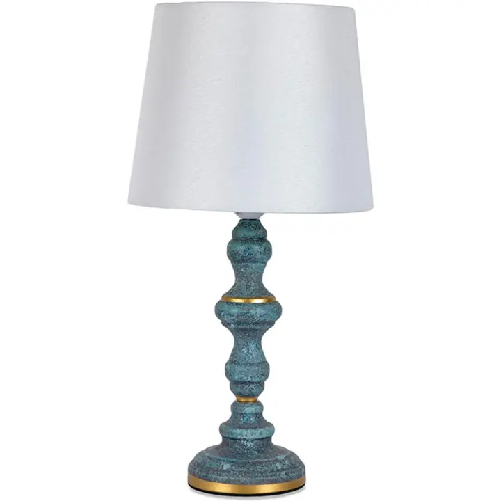 Lámpara de Mesa 25*47 Metal Azul Dorada Bolas Tulipa Beige - Ceramica/pol - Medidas 25*47*25 - 1