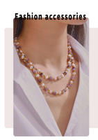 Faux Perlas Collar Vintage Señoras de Maple inoxidable Chapado en oro de cuentos púrpura collar de Cristal encantos de la joyería de Verano de regalo - details 2