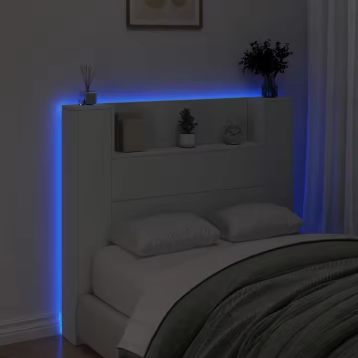 vidaXL Cabecero de cama con luz LED blanco 120x16,5x103,5 cm - 1
